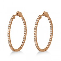 Medium Thin Round Diamond Hoop Earrings 14k Rose Gold (1.50ct)