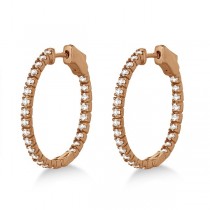 Stylish Small Round Diamond Hoop Earrings 14k Rose Gold (1.00ct)
