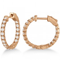 Fancy Small Round Diamond Hoop Earrings 14k Rose Gold (1.00ct)