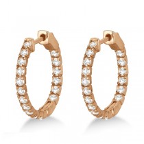 Fancy Small Round Diamond Hoop Earrings 14k Rose Gold (1.00ct)