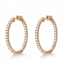 Large Round Diamond Hoop Earrings 14k Rose Gold (3.25ct)