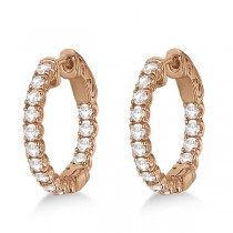 Unique Small Round Diamond Hoop Earrings 14k Rose Gold (1.51ct)