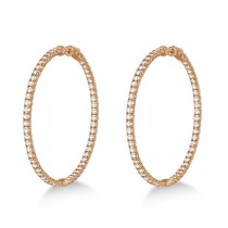 Stylish Large Round Diamond Hoop Earrings 14k Rose Gold (7.75ct)
