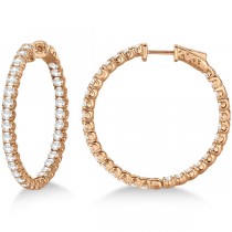 Medium Fancy Round Diamond Hoop Earrings 14k Rose Gold (4.50ct)