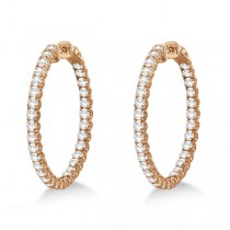 Medium Fancy Round Diamond Hoop Earrings 14k Rose Gold (4.50ct)