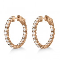 Small Fancy Round Diamond Hoop Earrings 14k Rose Gold (2.75ct)