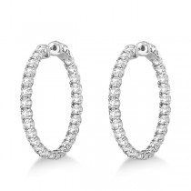 Fancy Medium Round Diamond Hoop Earrings 14k White Gold (5.25ct)