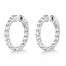 Small Round Diamond Hoop Earrings 14k White Gold (3.00ct)
