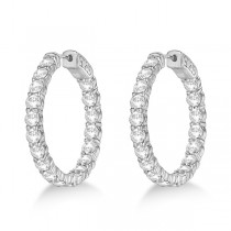 Prong-Set Medium Diamond Hoop Earrings 14k White Gold (5.54ct)