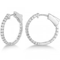 Unique Thin Small Diamond Hoop Earrings 14k White Gold (0.50 ct)