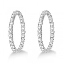 Fancy Prong-Set Large Diamond Hoop Earrings 14k White Gold (10.00ct)