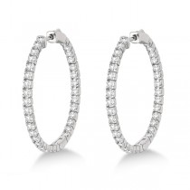 Large Round Lab Grown Diamond Hoop Earrings 14k White Gold (2.05ct)