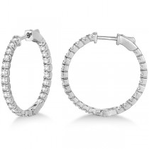 Medium Round Diamond Hoop Earrings 14k White Gold (1.55ct)