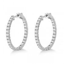 Medium Round Diamond Hoop Earrings 14k White Gold (1.55ct)
