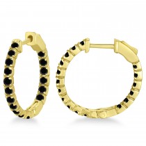 Fancy Small Round Black Diamond Hoop Earrings 14k Yellow Gold (1.00ct)