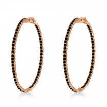 X-Large Round Black Diamond Hoop Earrings 14k Rose Gold (5.15ct)