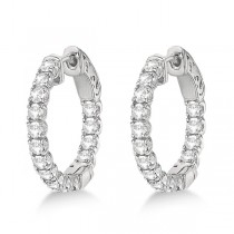 Unique Small Round Diamond Hoop Earrings 14k White Gold (1.51ct)