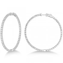Stylish Large Round Diamond Hoop Earrings 14k White Gold (7.75ct)
