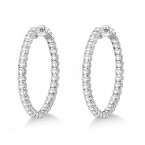 Medium Fancy Round Diamond Hoop Earrings 14k White Gold (4.50ct)