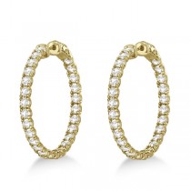 Fancy Medium Round Diamond Hoop Earrings 14k Yellow Gold (5.25ct)