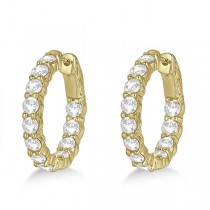 Prong-Set Small Diamond Hoop Earrings 14k Yellow Gold (3.70ct)