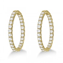 Fancy Prong-Set Large Diamond Hoop Earrings 14k Yellow Gold (10.00ct)