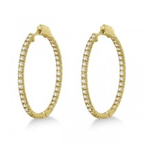 Stylish Large Round Diamond Hoop Earrings 14k Yellow Gold (2.00ct)