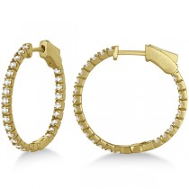 Stylish Small Round Diamond Hoop Earrings 14k Yellow Gold (1.00ct)