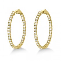 Large Round Lab Grown Diamond Hoop Earrings 14k Yellow Gold (2.05ct)