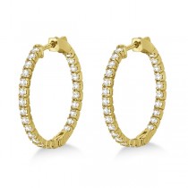 Medium Round Lab Grown Diamond Hoop Earrings 14k Yellow Gold (1.55ct)