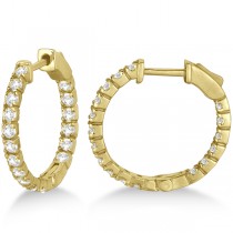 Fancy Small Round Lab Grown Diamond Hoop Earrings 14k Yellow Gold (1.00ct)