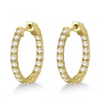 Fancy Small Round Diamond Hoop Earrings 14k Yellow Gold (1.00ct)