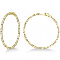Stylish Large Round Diamond Hoop Earrings 14k Yellow Gold (7.75ct)