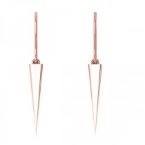 Dangling Spike Earrings in Plain Metal 14k Rose Gold