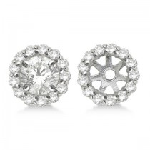 Round Diamond Earring Jackets for 6mm Studs 14K White Gold (0.55w)