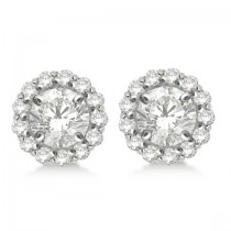 Round Diamond Earring Jackets for 6mm Studs 14K White Gold (0.55w)