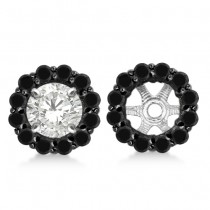 Round Cut Fancy Black Diamond Earring Jackets 14k White Gold (1.00ct)