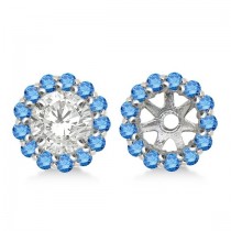 Round Blue Diamond Earring Jackets for 5mm Studs 14K White Gold (0.50ct)