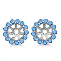Round Blue Diamond Earring Jackets for 5mm Studs 14K White Gold (0.50ct)
