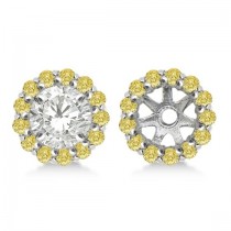 Round Yellow Diamond Earring Jackets for 8mm Studs 14K W. Gold (0.64ct)