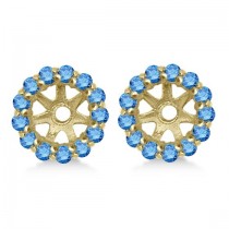 Round Blue Diamond Earring Jackets for 5mm Studs 14K Yellow Gold (0.50ct)