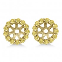 Round Yellow Diamond Earring Jackets for 4mm Studs 14K Y. Gold (0.35ct)