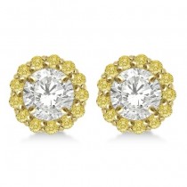 Round Yellow Diamond Earring Jackets for 4mm Studs 14K Y. Gold (0.35ct)