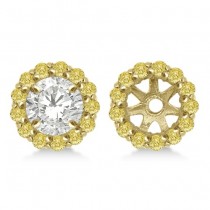 Round Yellow Diamond Earring Jackets for 9mm Studs 14K Y. Gold  (0.75ct)