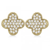 Four Leaf Clover Diamond Stud Earrings 14k Yellow Gold (0.75ct)