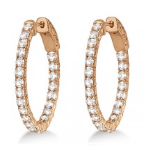 Fancy Small Oval-Shaped Diamond Hoop Earrings 14k Rose Gold (2.16ct)