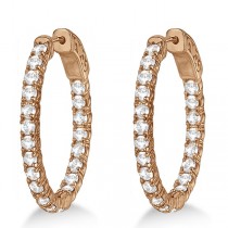 Small Oval-Shaped Diamond Hoop Earrings 14k Rose Gold (2.94ct)