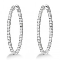 Fancy Large Oval-Shaped Diamond Hoop Earrings 14k White Gold (5.46ct)