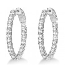 Small Oval-Shaped Diamond Hoop Earrings 14k White Gold (2.94ct)