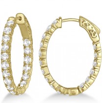 Oval-Shaped Diamond Hoop Earrings 14k Yellow Gold (3.57ct)